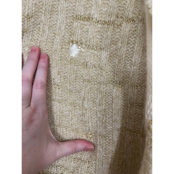 Anthropologie Sleeping on Snow Wool Angora Blend Open Cardigan Cream Size Large - Picture 2 of 6